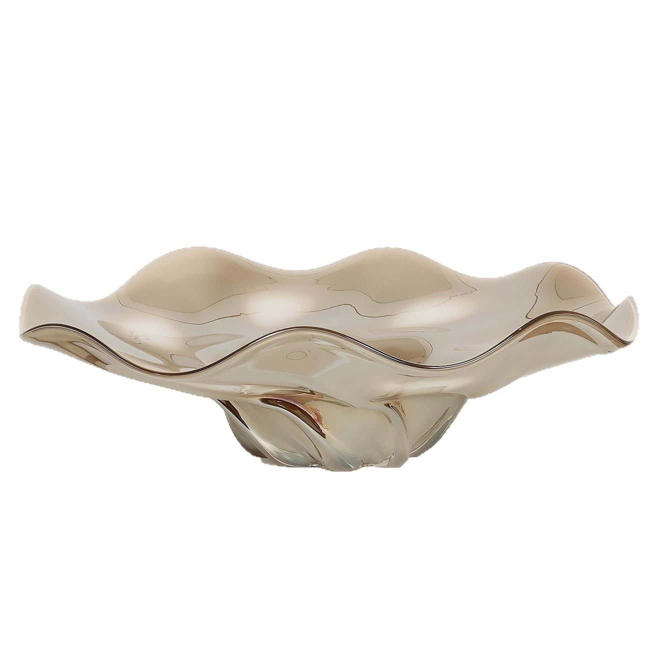 Bafnsiji Modern Brown Glass Fruit Bowl 43cm - Large Decorative Centerpiece for Home