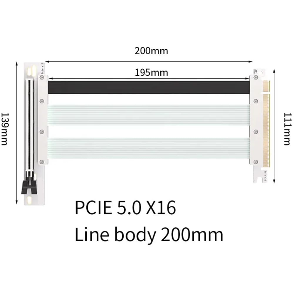 Przedłużacz karty graficznej 20 cm PCI-E 5.0 X16 Riser kabel montażowy 90° przedłużacz GPU