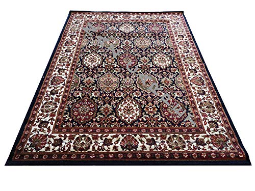 Image of Kashmiri Traditional Woollen Carpet with Advanced 1 Inch Thickness & Classical Look 120x180cm (4x6 Feet) Color Blue