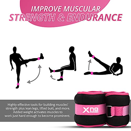 Xn8 Neoprene Ankle Weights Strap 0.5kg-3kg Pair Legs,Arm, Wrist,Weight For Kids Women Men- Running-Jogging-Walking- Aerobics-Exercise-Gymnastics-Fitness-Strength Training-Physical Therapy