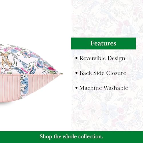 Image of kate spade new york Curious Garden 3-Piece King Comforter Set, 100% Cotton Reversible Cover, All Season Warmth Bedding, Machine Washable, Pink Multicolor