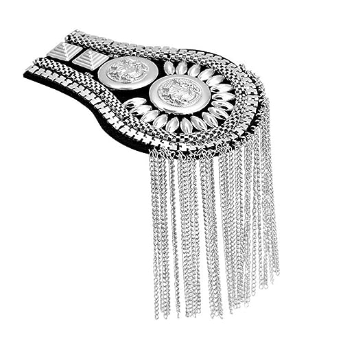 BESTYASH 2 Piezas borla de hombrera women diamantes de imitación Hombres cuello accesorios hombre complementos hombre marca de borla en el hombro hombrera del trabajador Silver