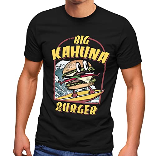 Neverless® Herren T-Shirt Big Kahuna Burger Printshirt lustig Aufdruck Surfen Welle Film-Parodie Fashion Streetstyle schwarz XL Cover