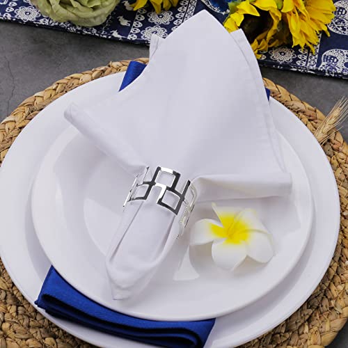 Loghog Alloy Silver Napkin Rings Set Of 12, Delicate Napkin Holder Ring Buckles Ideal Table Setting Decor For Wedding, Parties, Holiday (Elegant Silver) #TOP3
