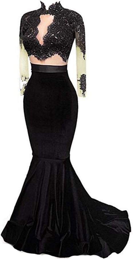 High Neck Mermaid 2 Piece Prom Dresses 