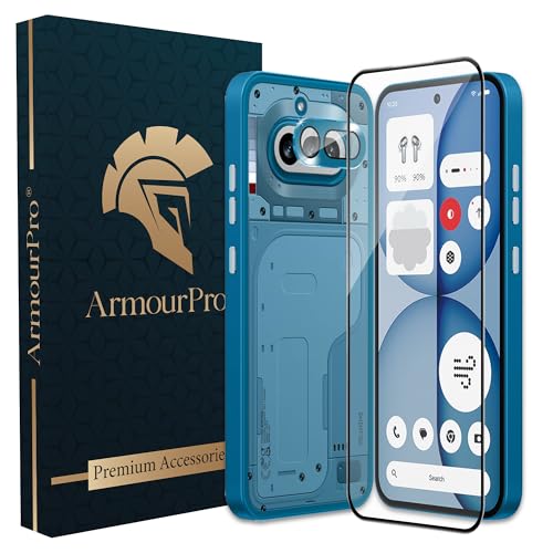 Image of ArmourPro Edge to Edge Tempered Glass for Nothing Phone (4A) with Blue Camera Ring Guard, 9H Screen Protector, Anti-Scratch, Anti-Fingerprint, Bubble-Free Installation Kit