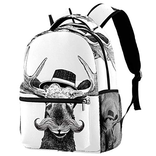 Hipster Moose: Mochila escolar para niñas y  para niños  escuela primaria  elegante