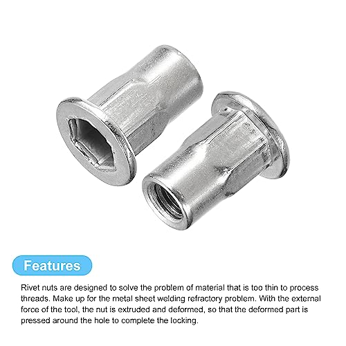 Écrous à rivets M4 résout filetage impossible sur tôle fine inox 304 tête plate uxcell