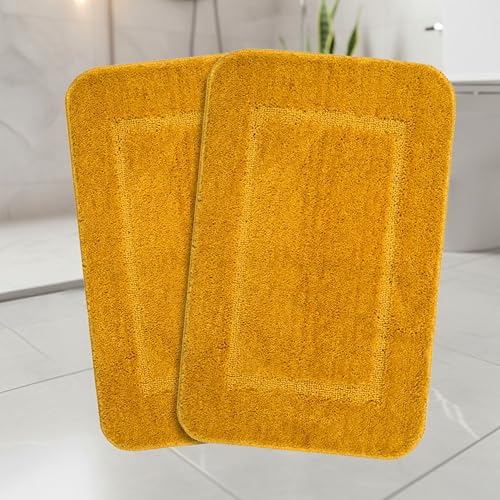 Image of Saral Home - Good Morning Mat, Soft, Anti-Skid, Washable, Water Absorbent, Quick Drying, All time usable Bathmat /Doormat /Runner. Slip-Resistant Backing for Everyday Safety.(Gold. 50X70-2PC)