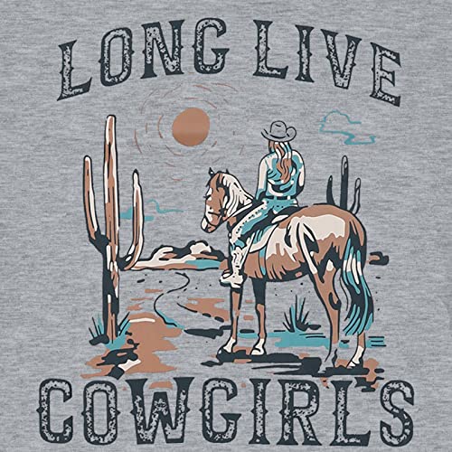 Western Shirts For Women Long Live Cowgirls Tshirt Bleached Rodeo Country Music Shirts Horse Graphic Tee Tops Grey #TOP1