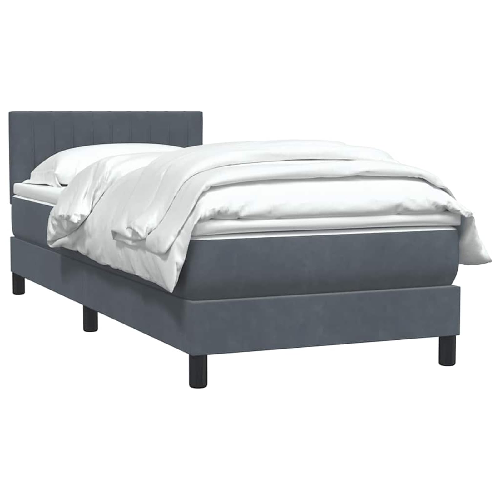 ATOMSTACK MAKER Letto a molle, 80 x 210 cm, con materasso a molle insacchettate e topper traspirante, testiera regolabile in altezza, design in velluto grigio scuro, con telaio, materasso e cuscino