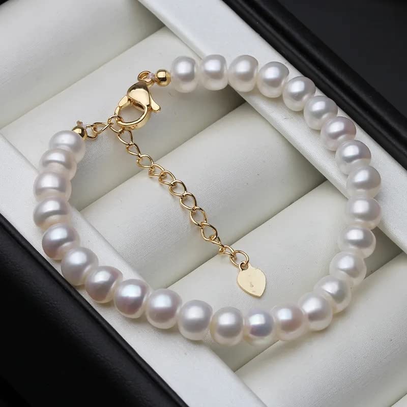 Bracelet perles d'eau douce anti-perte avec fermoir réglable sécurisé pour femme