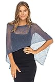 Back From Bali Womens Sheer Poncho Shrug Bolero, Lightweight Summer Shrug Pullover Sweater Blue Jean