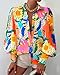 BTFBM Women Fashion Button Down Shirts V Neck Printed Solid Boho Long Sleeve Blouses Dressy Casual Summer Fall Tops(Multi Orange, Small)