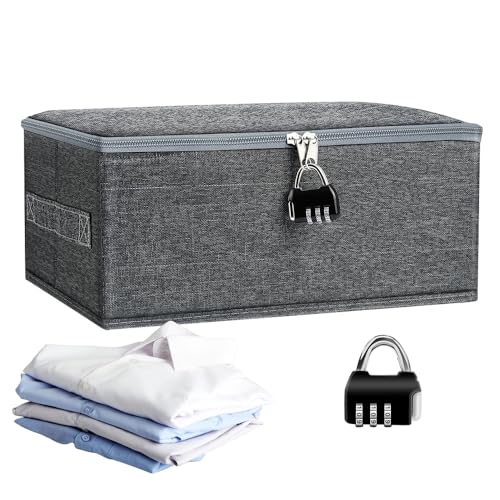 KBIBCK Scatola Richiudibile con Coperchiom, Scatole Armadio con Serratura, Scatole Armadio con Serratura, Scatola Portaoggetti con Lucchetto a Combinazione Per Vestiti, Giocattoli (30 X 20 X 14 cm)