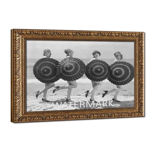 Impression sur toile femmes parasols vintage noir et blanc décoration murale duo 40 cm