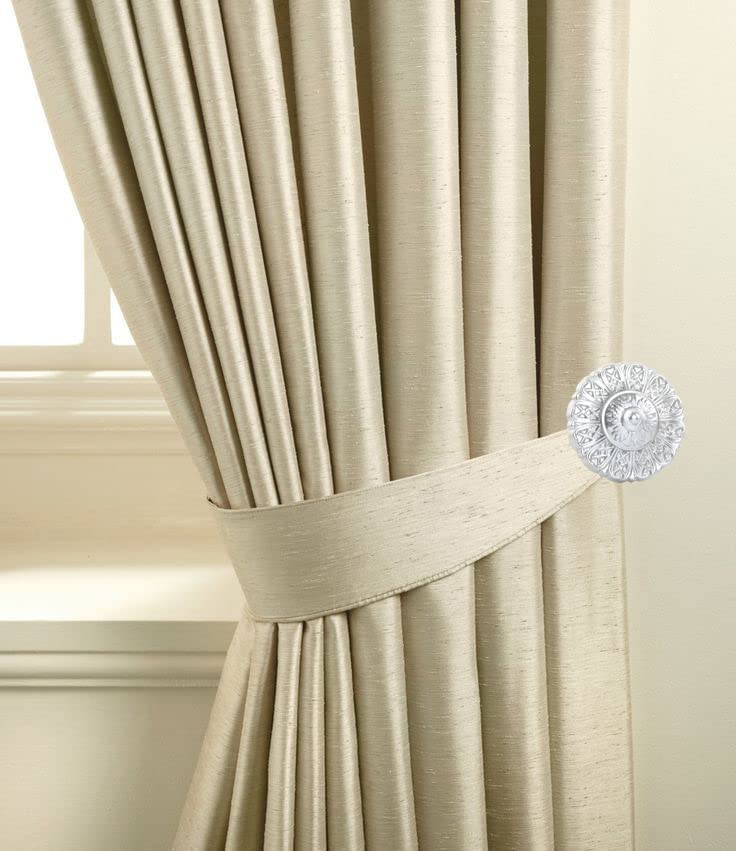 IDT1 Pair Curtain Tiebacks for Home Sheer Blackout Drapes Blind Curtains Decorations Accessories Curtain Holder Buckle hooks for Living Room/Bedroom/Bathroom (Silver, Tieback-78)