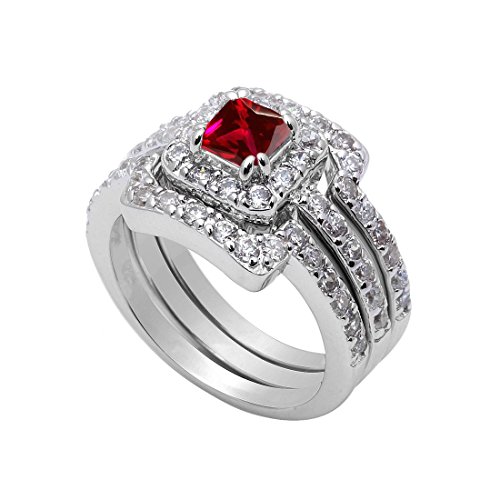 Blue Apple Co. Wedding Bridal Trio Set Ring Band Simulated