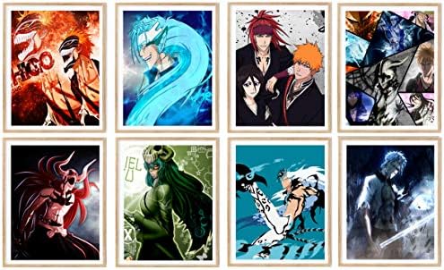 Assorted Anime Character Poster Digital Canvas Art Print,8 x 10 Inches,No Frame,8PCS