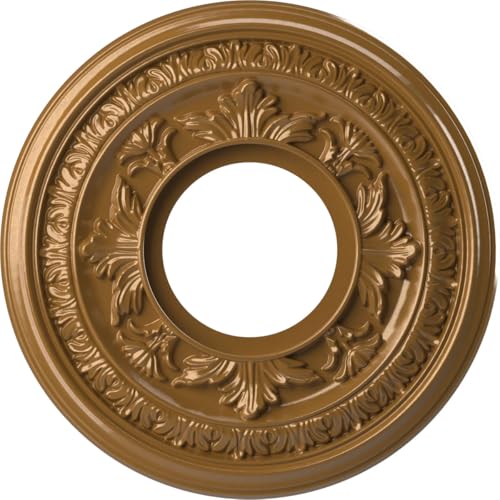 Image of Ekena Millwork CMP10BADVG Baltimore Thermoformed PVC Ceiling Medallion (Fits Canopies up to 4 1 /4 inch), 10 inchOD x 3 1 /2 inchID x 3 /4 inchP, Universal Aged Metallic Vintage Gold