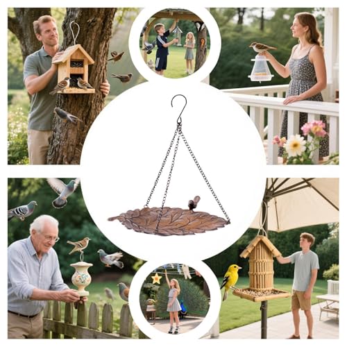 Plateau de mangeoire à oiseaux en métal durable avec chaînes de suspension - 5