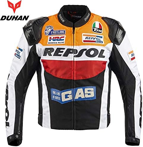 DUHAN Motorcycle Jackets Moto GP REPSOL Motorbike Racing Jacket Riding Jersey (Orange,XL)