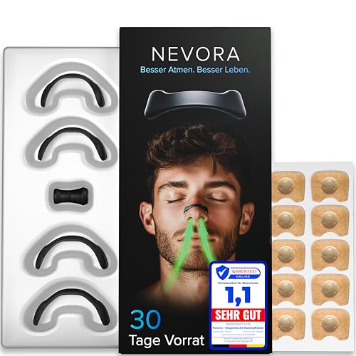 Nevora® Magnetische Nasenklammer | 30 Tage Vorrat | Starker Kleber | Anti-schnarch Nasenpflaster und Alltag | Nasenpflaster Magnet | Nose Strips Schnarchstopper | Nasenstrips Nose Tape (Schwarz)