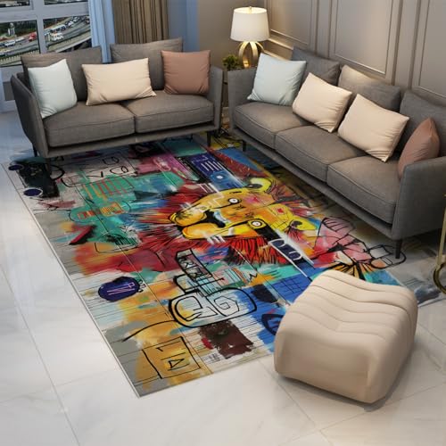 Tapis à poil bas lavable graffiti rue 60x90cm pour salon - 3