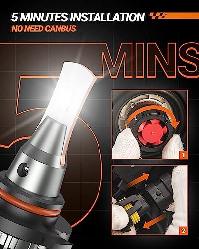 Image of SEALIGHT 9006 LED Bulbs, L2 HB4 24,000LM Super Brightness 6000K Cool White Bulbs, IP68 Waterproof, Plug and Play, 15000RPM Turbo Fan, 60000Hrs Lifespan, 1:1 Size Driving Bulbs, Pack of 2