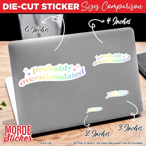 Image of (3Pcs) Probably Overstimulated Sticker Overstimulated Retro Rainbow Sticker 2 inch Die-Cut Waterproof Vinyl Sticker for Hard Hat Laptop Water Bottle Phone Kindle Decal Stuff Gifts for Her Him 2 Inches