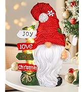 iStatue Christmas Gnome with Lighted Snowflake Sign - 9.4'' Resin Tabletop Figurine for Holiday X...