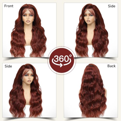 28 Inch Reddish Brown Lace Front Wigs Human Hair Pre Plucked 200 Density Body Wave Lace Frontal Wig Human Hair 13x4 HD Lace Brown wig with baby hair - Image 6