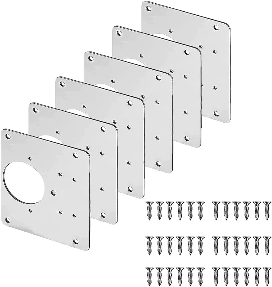 Hinge Repair Plate,Stainless Steel Repair Plate Bracket with Mounting Screws for Furniture,Shelves,Cabinet (6 Pcs)