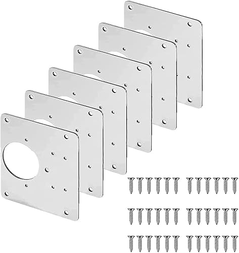 Fox Baby Placa de reparación de bisagras, soporte de placa de reparación de acero inoxidable con tornillos de montaje para muebles, estantes,