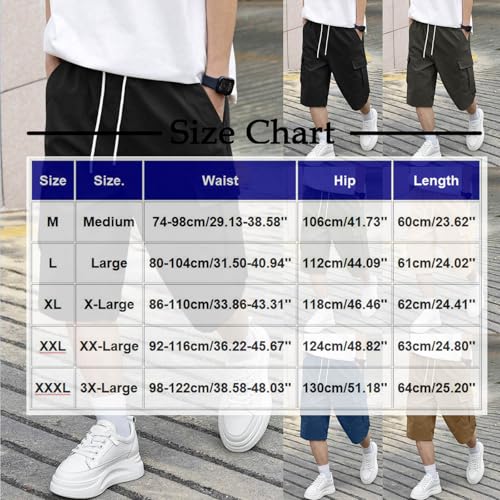 Mens Capri Pants Casual Drawstring Baggy Wide Leg Cargo Shorts Twill Elastic 3/4 Pants Teen Boys Stylish Sweatpants3