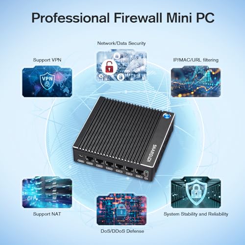 Image of Fanless Firewall Appliance 6X Intel i226 LAN Mini PC Intel N3710 4C /4T, Network Gateway Soft Router AES NI HD /Type-C /SIM Card /TF, Test with P-F-Sense /OPN-Sense（8G DDR3 RAM 240G mSATA SSD）