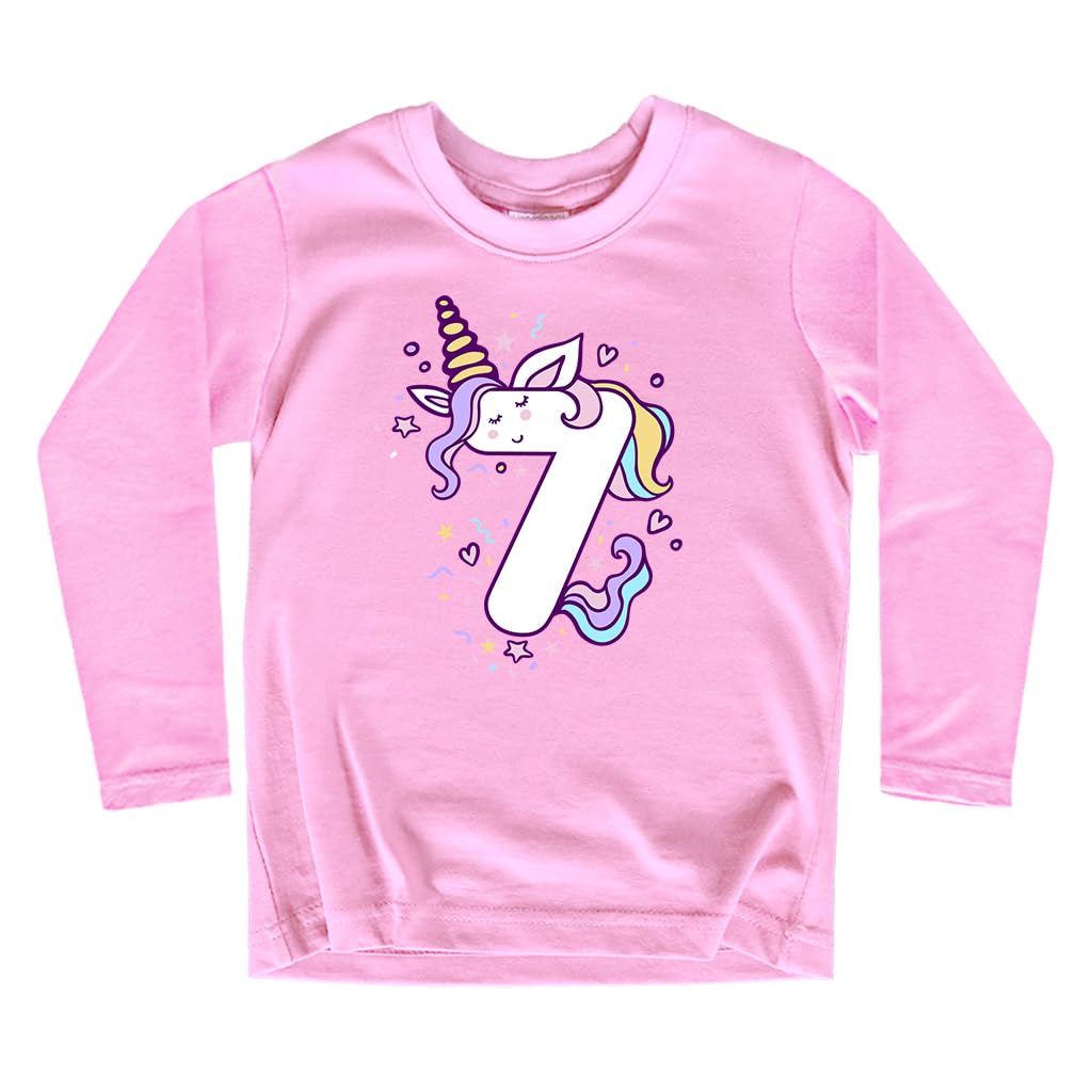 Unicorn Birthday Shirts for Toddler Girls Outfit 7th 8th Shirt Seven Eight Year Old