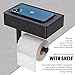 Matte Black Toilet Paper Holder Wall Mounted with Shelf & Wipes Storage – Stainless Steel SUS304 Modern Toilet Tissue Roll Holder for Bathroom, Kitchen – Adhesive and Screw Installation
