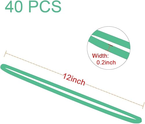 Miniatura 3 de AMUU Bandas de goma grandes planas de longitud 12 pulgadas, 40 piezas, para papeleras de 8-33 galones, bandas elásticas de goma verdes resistentes