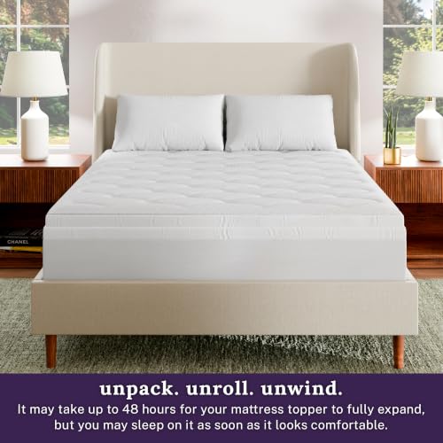 Image of Sleep Innovations 4 Inch Pillow Top & Support Foam Mattress Topper with Green Tea-Infused Cool-Touch Cover, California King, Medium Feel, Pressure Relief, for All Sleep Positions
