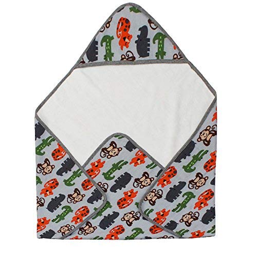Wildcollect Premier New-Born and bébé Serviette 100% Coton Bébé Serviette De Bain avec Capuche, Faune, Blanc | bébé-Loi-186 , Multicoloree , 25x22x3