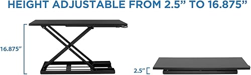 Miniatura 3 de Mount-It! - Convertidor de escritorio de pie, altura ajustable, 28.0 x 21.7in, convertidor de escritorio premontado, diseño de perfil ultra bajo,