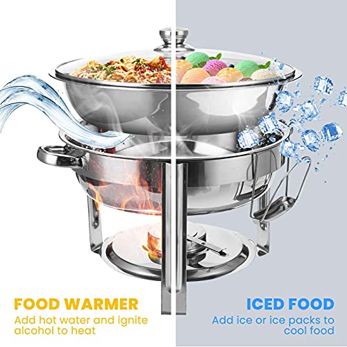 LKJHG Edelstahl Speisenwärmer, Rundes Buffetwärmer Chafer Set Mit Deckel & Deckelhalter Für Buffet Hochzeiten Partys… – Bild 7