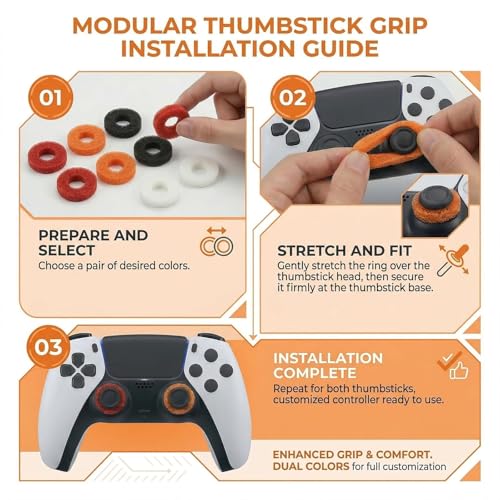 Image of MOLOPPO 8-Pack Precision Aim Rings compatible with PS5, for PS4, for Xbox Controller - Pro FPS Gaming Accessories (Black /Orange /Red /White Combo)