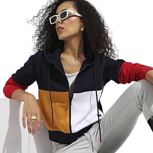 Image of Campus Sutra Women Cotton Hooded Neck Sweatshirt
