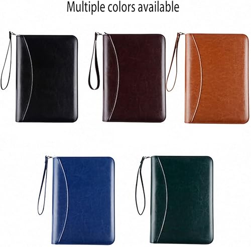 Miniatura 7 de LYPOCS Carpeta de conferencias con cremallera, tamaño A5, carpeta de conferencias de material PU con calculadora, bloc de escritura y soporte para