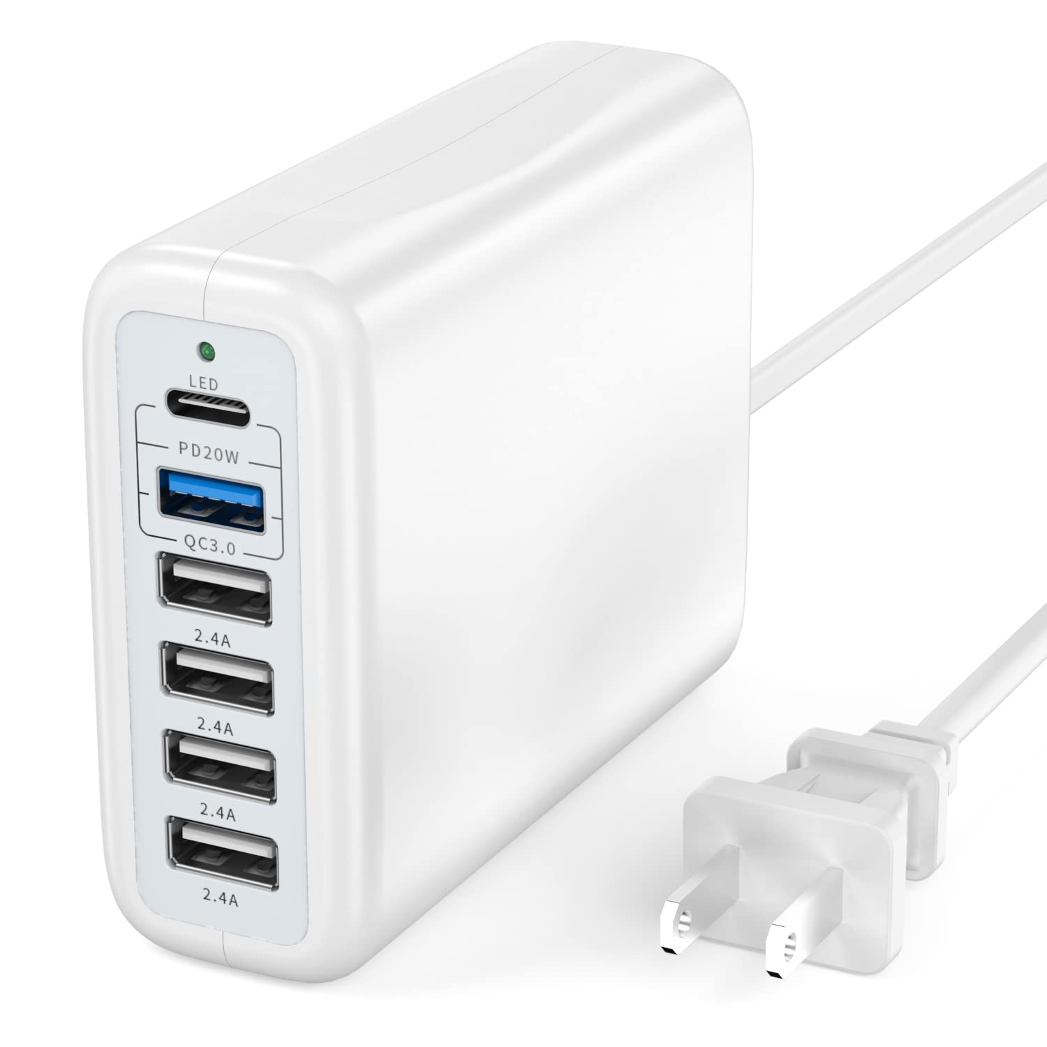 USB C Charging Station Fast Wall Charger USBC Charging Power Hub for Multiple Device Desktop Charge Block 6 Ports 100W Pd3.0 Rapid Strip Adapter Compatible with iPhone15 iPad Galaxy Smart Cell Phone