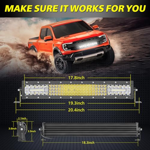 Image of 18 Inch LED Light Bar 134W Quad Row Combo Off Road Driving Light | Super Bright Work Lights Bumper Grille LED Light Bars for Truck Pickup Tractor SUV UTV ATV Golf Cart Boat