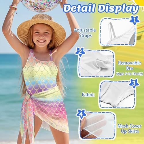 Maillot de bain fille une pièce adolescent enfant avec sangle réglable - 5