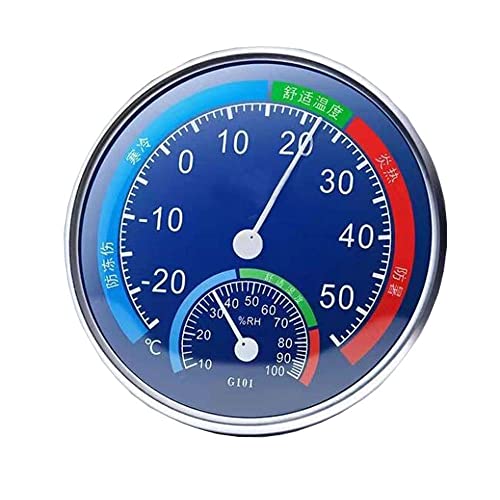 Thermometer Indoor Outdoor, 5in Round Pointer Type Thermometer Hygrometer Temperature Humidity Gauge Meter